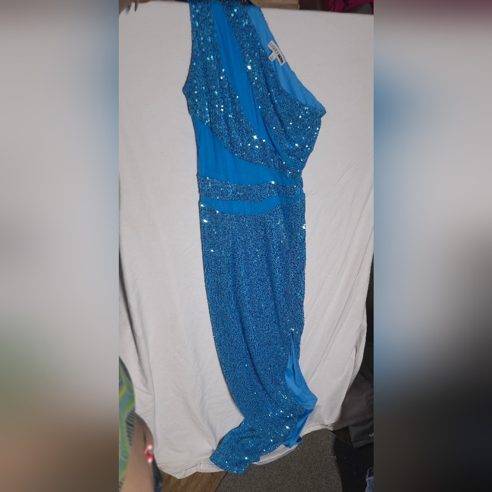 Fashion Nova Sparkling Blue Prom Dress